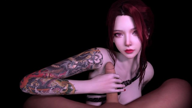【3D VAM】tattooed girlfriend midnight bj